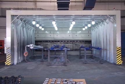 托輥伸縮式噴漆房